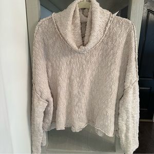 Free People Cowl Neck Knit Sweater in Oatmeal, Size M